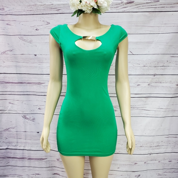 small green stretchy bodycon dress - Picture 4 of 7